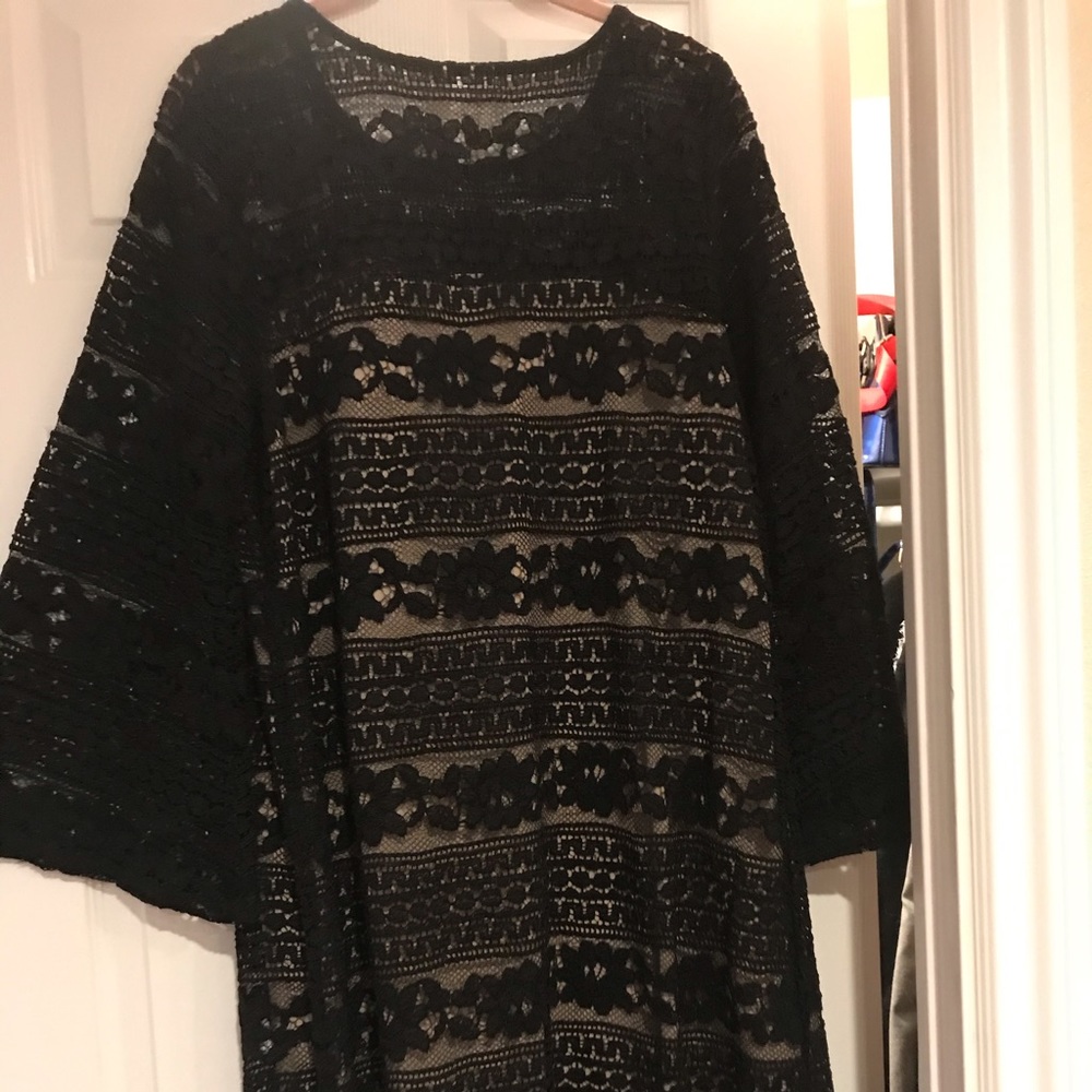 Black lace long sleeved dress
